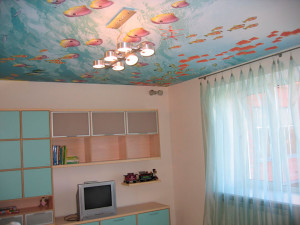 3д рисунок на натяжном потолке